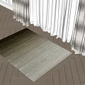 Gradient Brown To Beige Square Carpet On Light Colored Floor With White Curtains And Sunlight