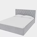 Modern Grey Double Bed With Diamond Tufted Headboard And White Mattress