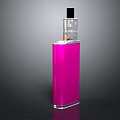 Elegant Pink Perfume Bottle With Modern Square Design Transparent Middle Section And Black Cap