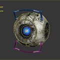 Futuristic Mechanical Sphere Device With Metal Frame Blue Glowing Core And Mechanical Details