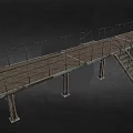 Industrial Staircase Design With Metal Railings Wooden Steps And Support Columns