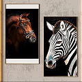 Animal Paintings With Horse And Zebra Portrait For Home Decorative Wall Art