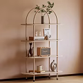 Minimalist Wooden Shelf Unit with Plants Books and Decorative Storage