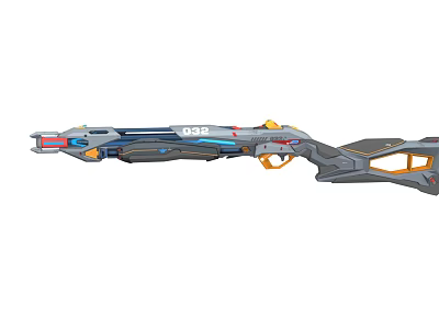 Futuristic Sci Fi Weapon With Blue Red Accents And Gray Body Design 3d model