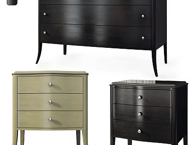 Modern Chest of Drawers in Black and Light Green With Sleek Design And Metal Handles 3d model