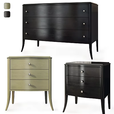 Modern Chest of Drawers in Black and Light Green With Sleek Design And Metal Handles 3d model