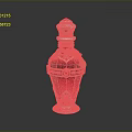 Elegant Red Crystal Perfume Bottle With Ornate Cap And Intricate Patterns
