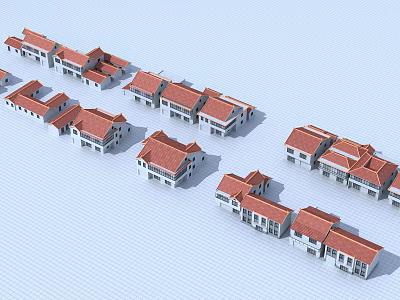 Rural Self built Houses With Red Roofs Neat Arrangement And Village Layout 3d model