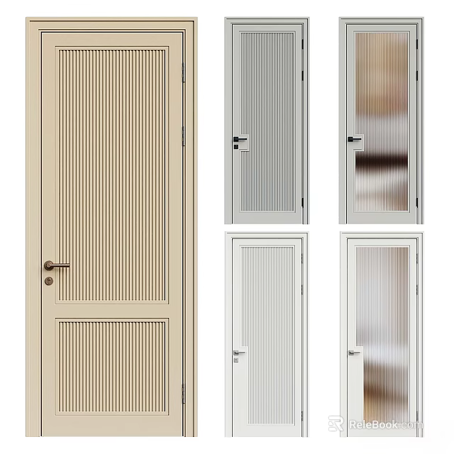 Modern Swing Doors With Various Panel Designs And Glass Inserts For Home Interior 3d model 