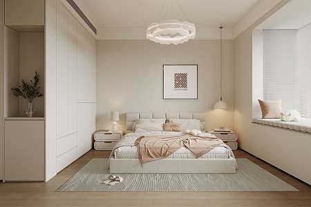 Modern Cream Master Bedroom 3d model