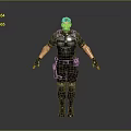 Male Character In Tactical Gear Standing Pose With Black Vest And Gray Background