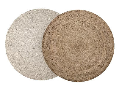 Two Round Woven Mats In Different Neutral Tones 3d model