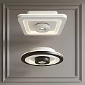 Modern Square and Round Ceiling Lights with White Black Minimalist Layered Ring Design 3d model