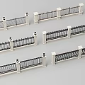 Various Decorative Railings With White Posts And Black Metal Details