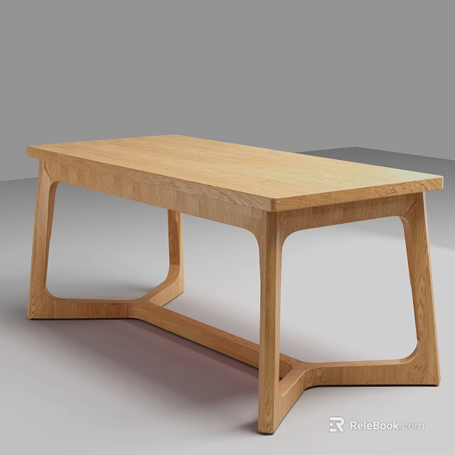 Modern Wooden Dining Table With Minimalist Design And Unique Leg Structure 3d model 