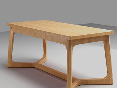 Modern Wooden Dining Table With Minimalist Design And Unique Leg Structure 3d model