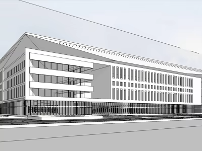 Modern Multi Storey Office Building With Large Glass Windows And Sleek Exterior Design 3d model