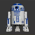 R2 D2 Robot Figure White And Blue Classic Design With Detailed Mechanical Parts