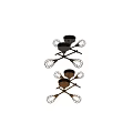 Decorative Vintage Industrial Chandelier With Metal Frame Glass Shades And Multiple Bulbs