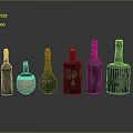 Decorative Glass Bottles With Various Shapes And Different Colors For Home Decor