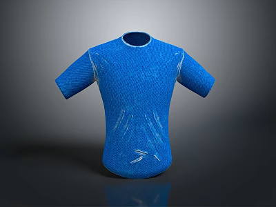 Blue Short Sleeve T shirt With Mesh Fabric And Sporty Logo Design 3d model