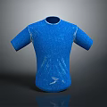 Blue Short Sleeve T shirt With Mesh Fabric And Sporty Logo Design