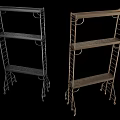 Metal Ladder Style Display Shelves Multi Tiered Design With Wheels Black And Brown Colors