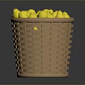 Decorative Wicker Basket Filled With Fresh Yellow Lemons For Home Use