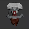 Creative Mushroom Shaped 3D Model With White Top Red Body And Silver Ring Structure