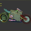 Green Motorcycle with Orange Accents and Large Wheels 3D Model Design