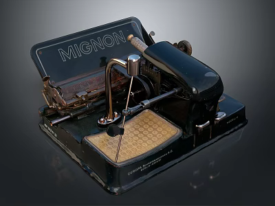 Vintage Mignon Mechanical Typewriter With Classic Black Design And Antique Keyboard 3d model