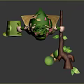 Cute Game Movie Character With Pink Hair Green Leafy Outfit Hat Watering Can Honey Jar