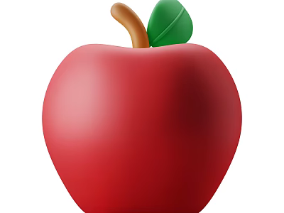 Fresh Red Apple With Green Leaf And Brown Stem For Healthy Daily Snack 3d model