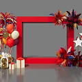 Vibrant Photo Spot With Red Frame Colorful Balloons Firework Decorations Feathers Gift Boxes And Stars