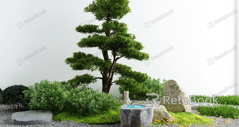 New Chinese style courtyard landscape sketch model