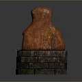 Vintage Orange Rusted Weathered Structure With Brick Base And Textured Surface