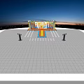 Vibrant Dream Stage With Colorful Lights Cartoon Decorations And Purple Seats For Kids
