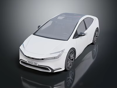 White Electric Car With Modern Sleek Body Transparent Roof And Large Wheels 3d model