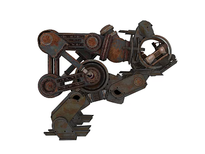 Smart Machine Industrial Robotic Arm With Rusty Gears And Mechanical Joints 3d model