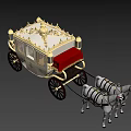Ornate Horse-Drawn Carriage With White Horses Golden Accents And Red Seats Elegant Vintage Design