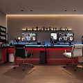 Modern Monitoring Room Setup With Multiple Monitor Screens Control Desk And Ergonomic Chairs