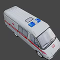 White Ambulance Car With Red Cross Blue Emergency Lights And Number 03