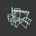 Modern Folding Outdoor Sofa and Coffee Table Set with Metal Frame Wooden Top
