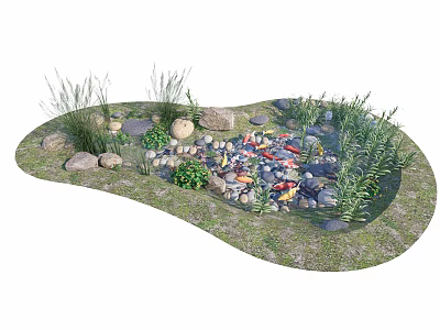 Pool goldfish pond koi pond courtyard sketch pond 3d model