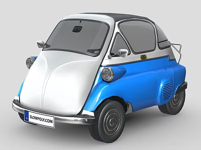 Vintage Blue And White Compact Classic Car With Sporty Exterior Design 3d model Vintage Blue And White Compact Classic Car With Sporty Exterior Design 3d model
