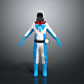 Blue And White Protective Suit With Helmet Face Mask And Safety Boots