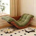 Green Velvet Lounge Chair With Wooden Frame Near Window Sill With Plants And Carpet