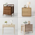 Stylish Bedside Tables With Drawer Design And Decorative Lamp Vase Accents