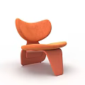 Orange Velvet Armchair With Modern Curved Design And Streamlined Structure 3d model