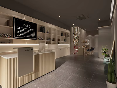 Elegant Luxury Beauty Hair Salon Interior With Modern Reception Desk And Styling Chairs 3d model